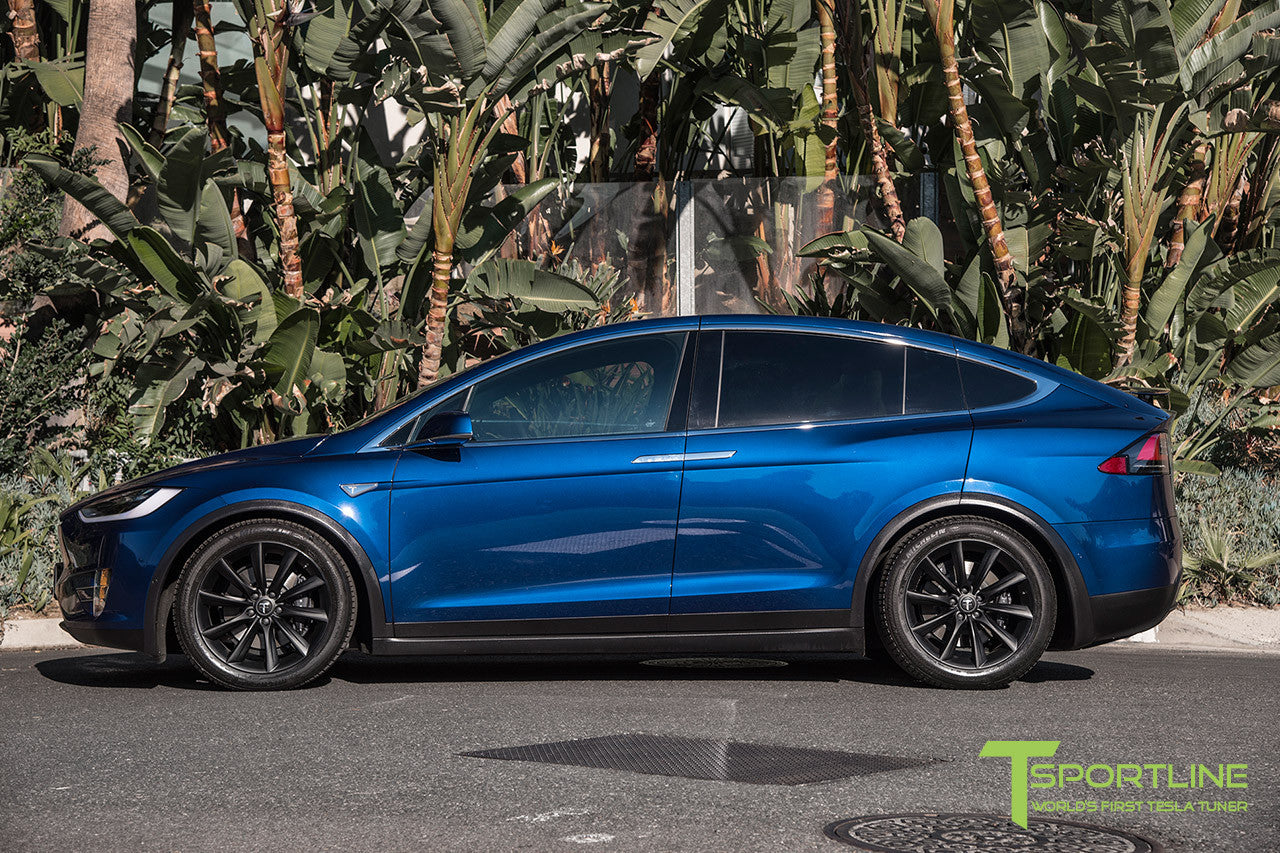 Deep Blue Metallic Model X with 20" TST Tesla Wheel in Matte Black