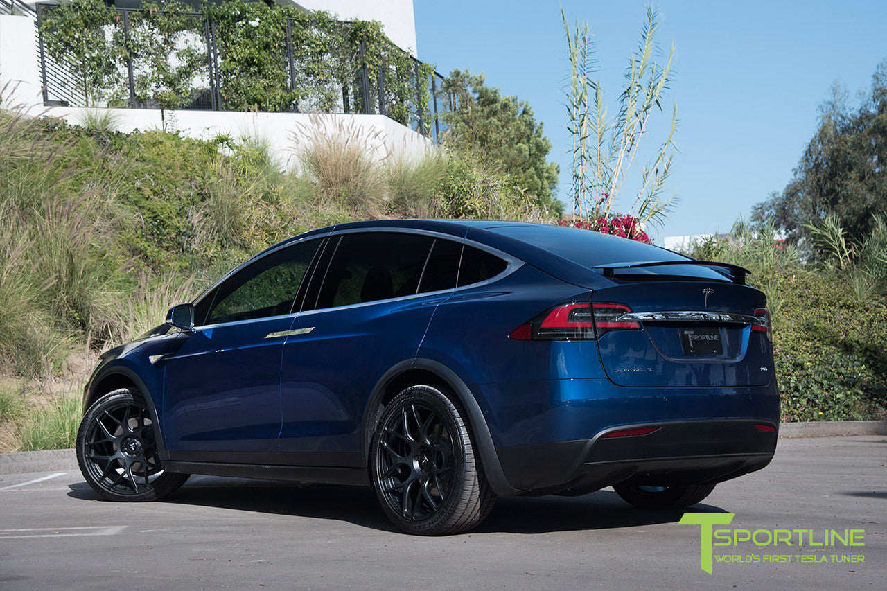 Deep Blue Metallic Tesla Model X with Matte Black 22 inch MX117 Forged Wheels