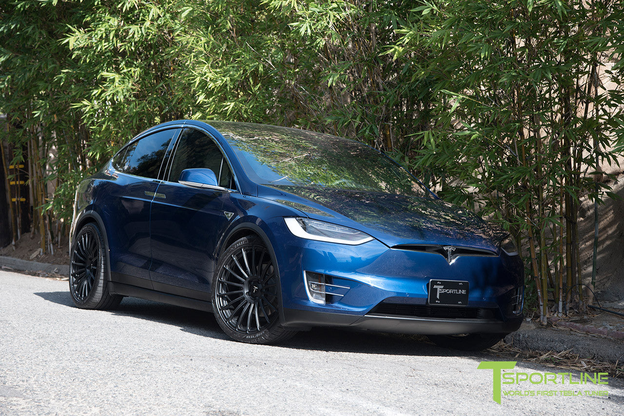 Deep Blue Metallic Tesla Model X with Matte Black 22 inch MX118 Forged Wheels