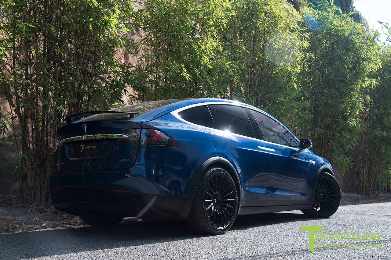 Deep Blue Metallic Tesla Model X with Matte Black 22 inch MX118 Forged Wheels