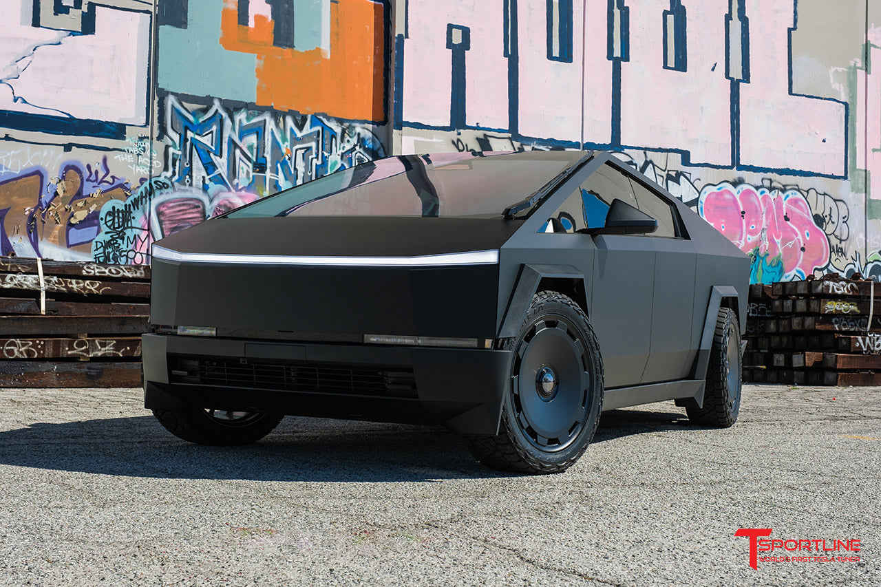 3M Matte Deep Black Tesla Cybertruck with 24" CTM Forged Wheels