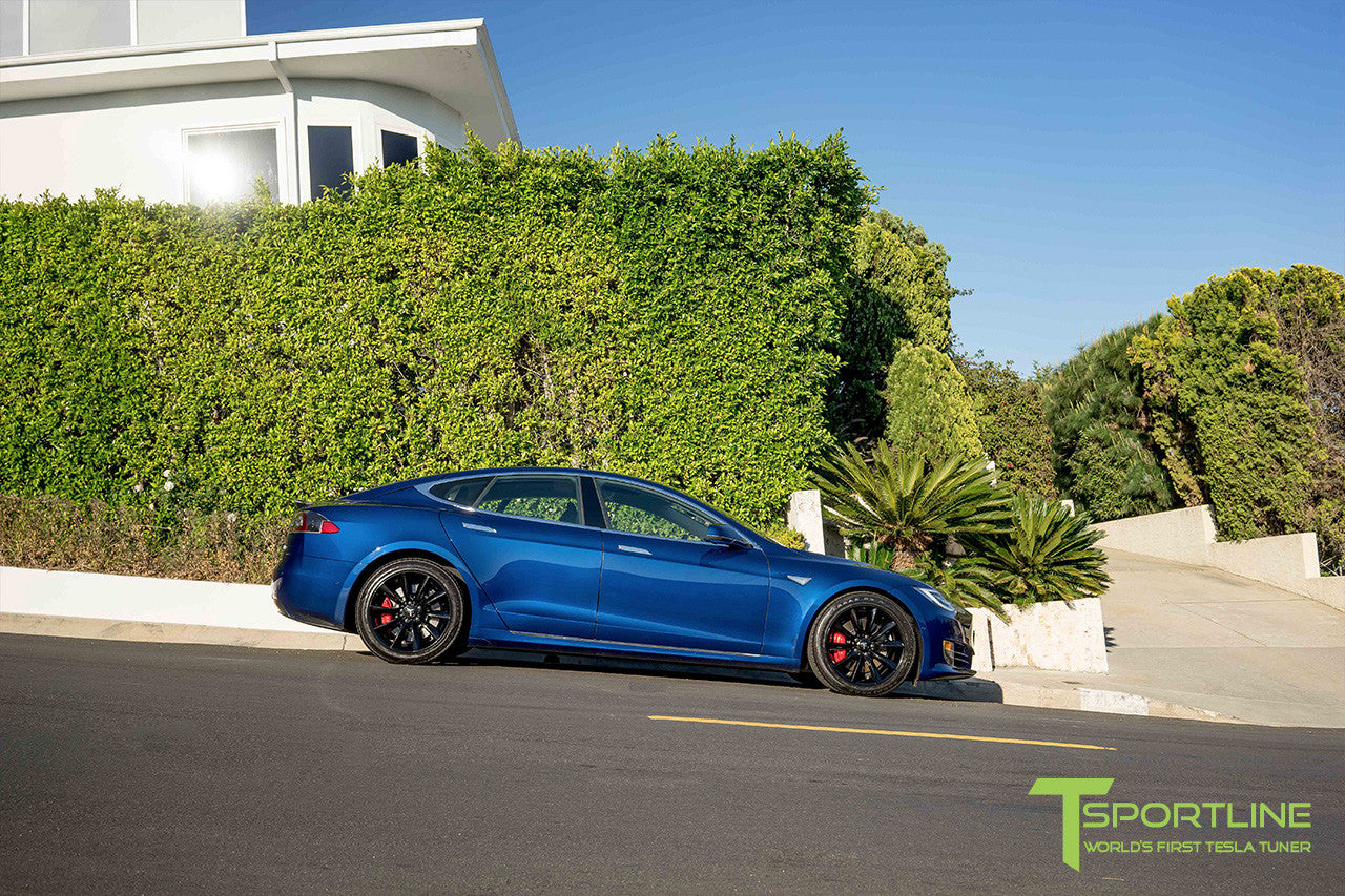 Deep Blue Metallic Model S 2.0 with 19" TST Tesla Wheel in Gloss Black