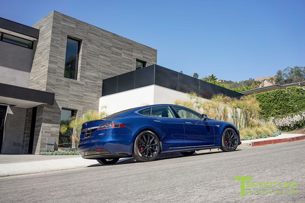 Deep Blue Metallic Model S 2.0 with 20" TST Tesla Wheel in Gloss Black