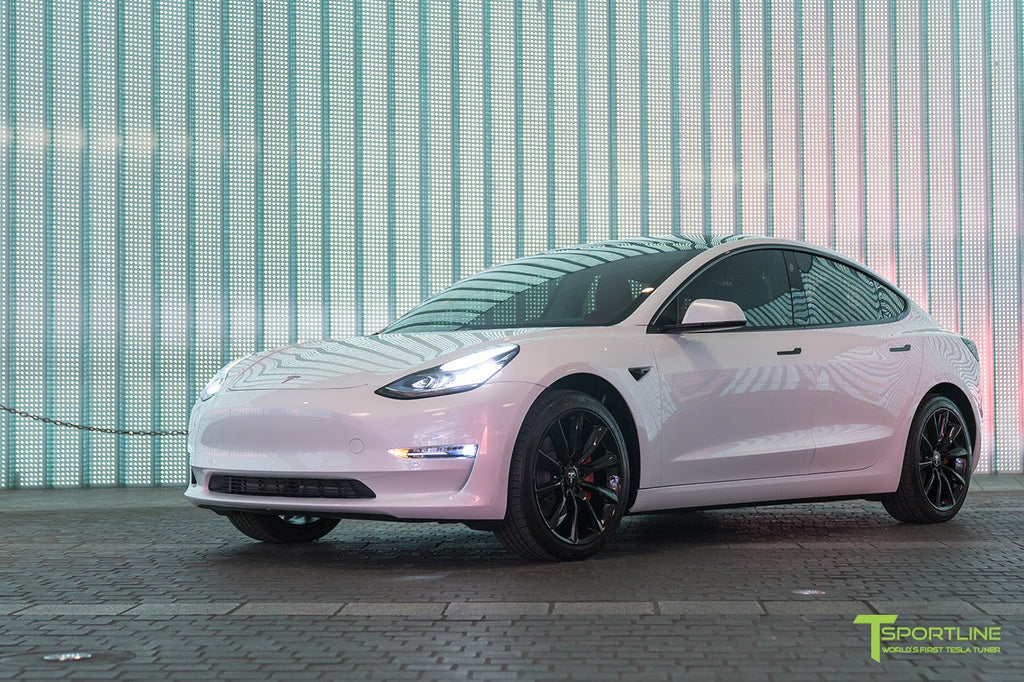 Pearl Tesla Model 3 - Tangerine Leather Interior