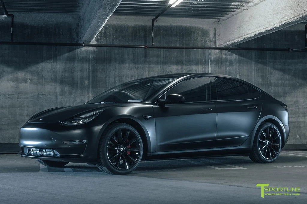 3M Satin Black Tesla Model 3 - White Leather Interior