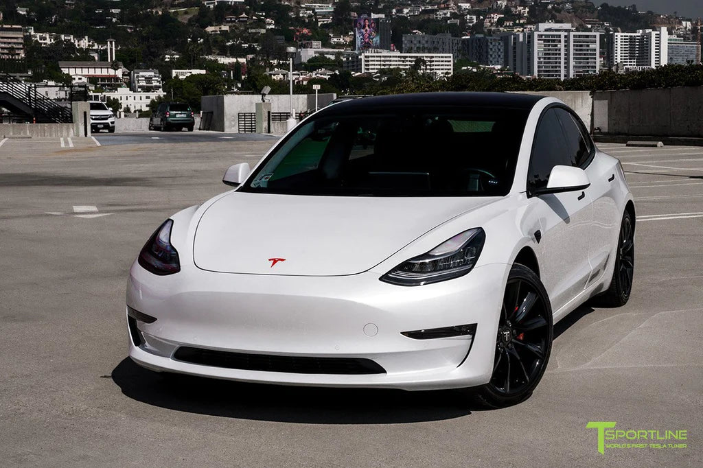 Pearl White Tesla Model 3 - Red Diamond Leather Interior