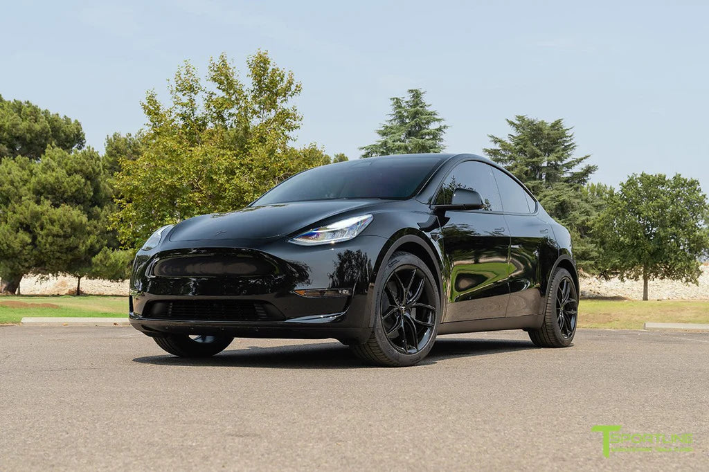 Black Model Y with Peanut Butter Interior Upgrade