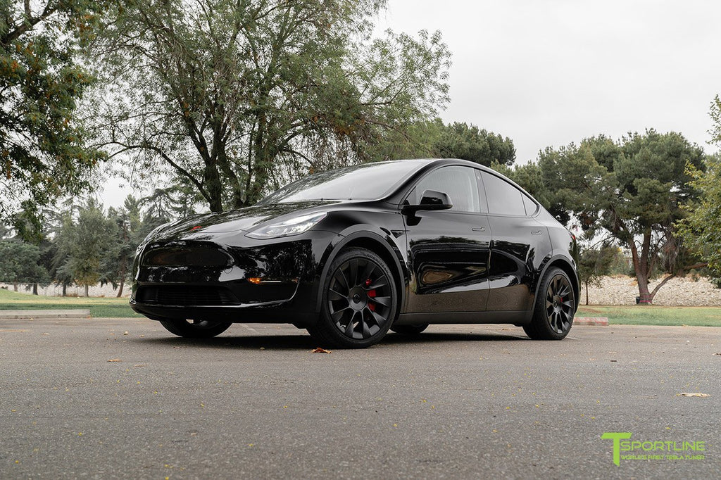 Black Model Y 7-Seat Configuration in Red Leather Insignia