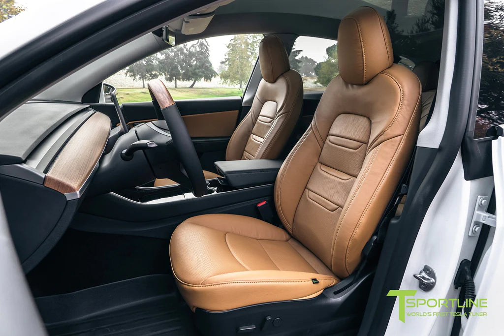 Camel Tan Leather - Open Pore Wood Trim