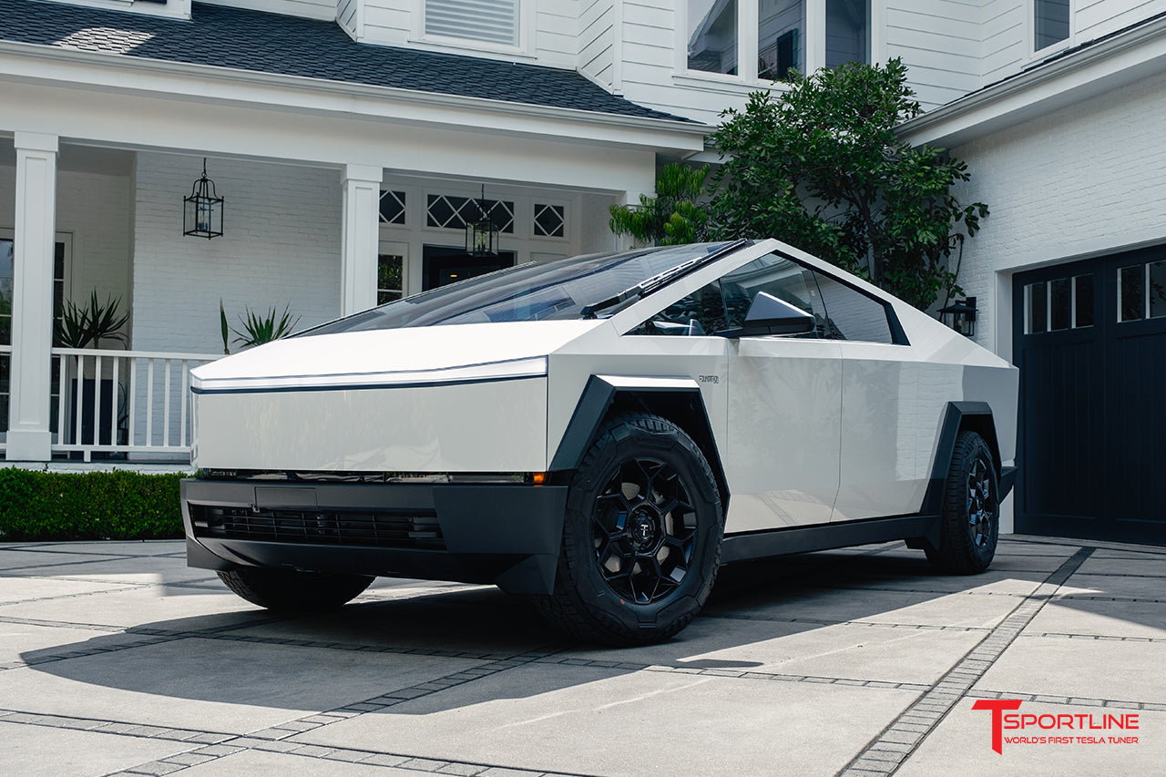 Inozetek Super Gloss White Out Cybertruck with CT7 20" Wheels