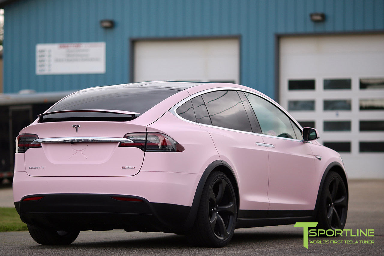 Light Pink Tesla Model X with Matte Black 22 inch MX5 Forged Wheels