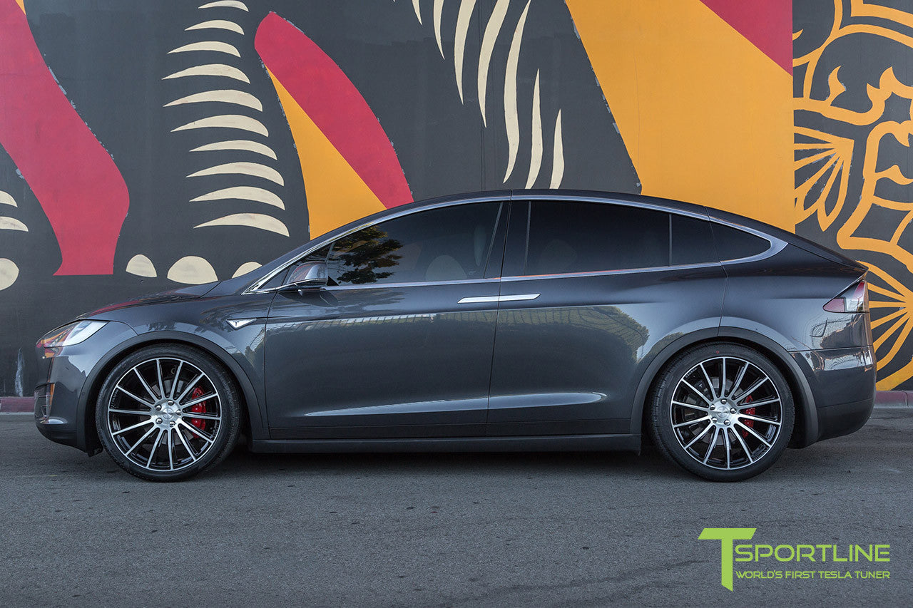 Midnight Silver Metallic Tesla Model X with Diamond Black 22 inch MX114 Forged Wheels