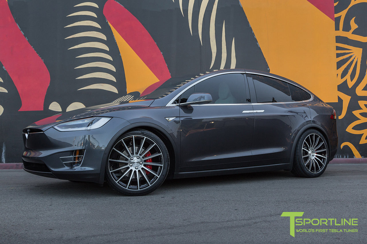 Midnight Silver Metallic Tesla Model X with Diamond Black 22 inch MX114 Forged Wheels