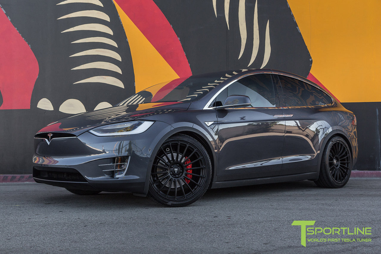 Midnight Silver Metallic Tesla Model X with Matte Black 22 inch MX118 Forged Wheels