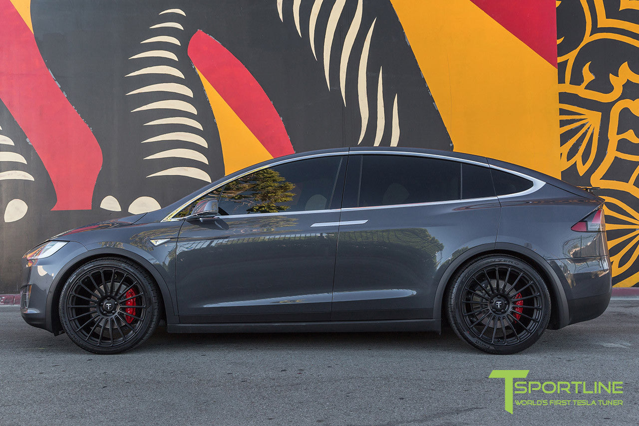 Midnight Silver Metallic Tesla Model X with Matte Black 22 inch MX118 Forged Wheels