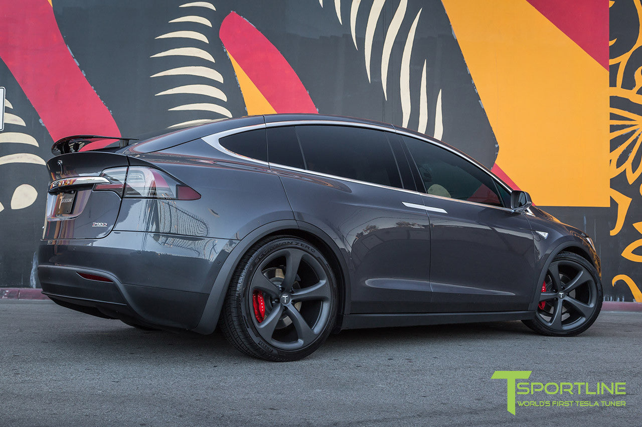 Midnight Silver Metallic Tesla Model X with Matte Grey 22 inch MX5 Forged Wheels