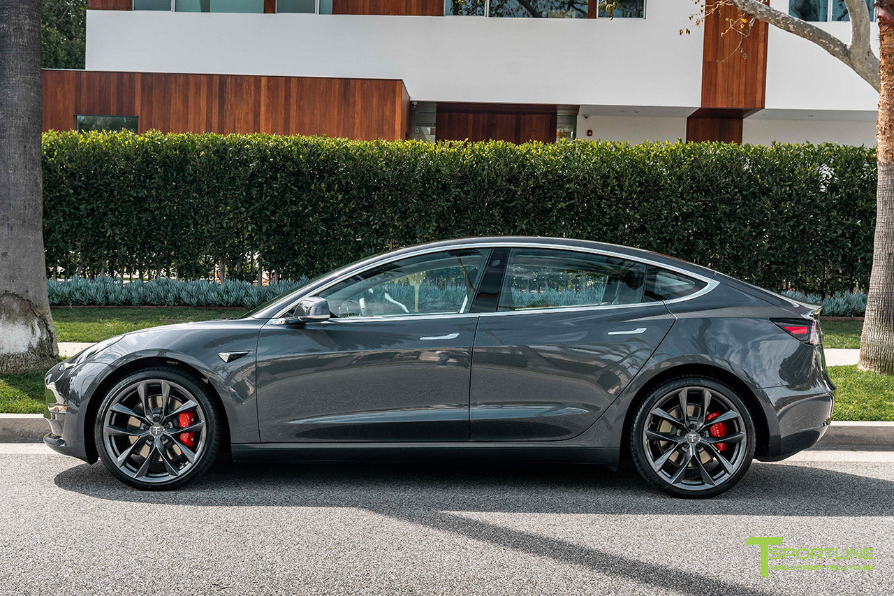 Midnight Silver Metallic Tesla Model 3 with Space Gray 20" TSS Flow Forged Wheels by T Sportline