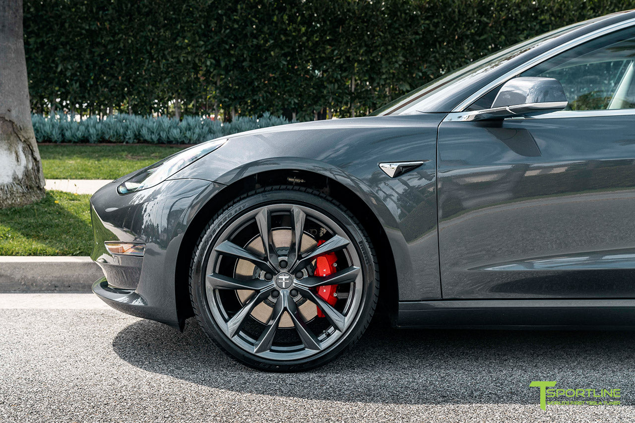 Midnight Silver Metallic Tesla Model 3 with Space Gray 20" TSS Flow Forged Wheels by T Sportline