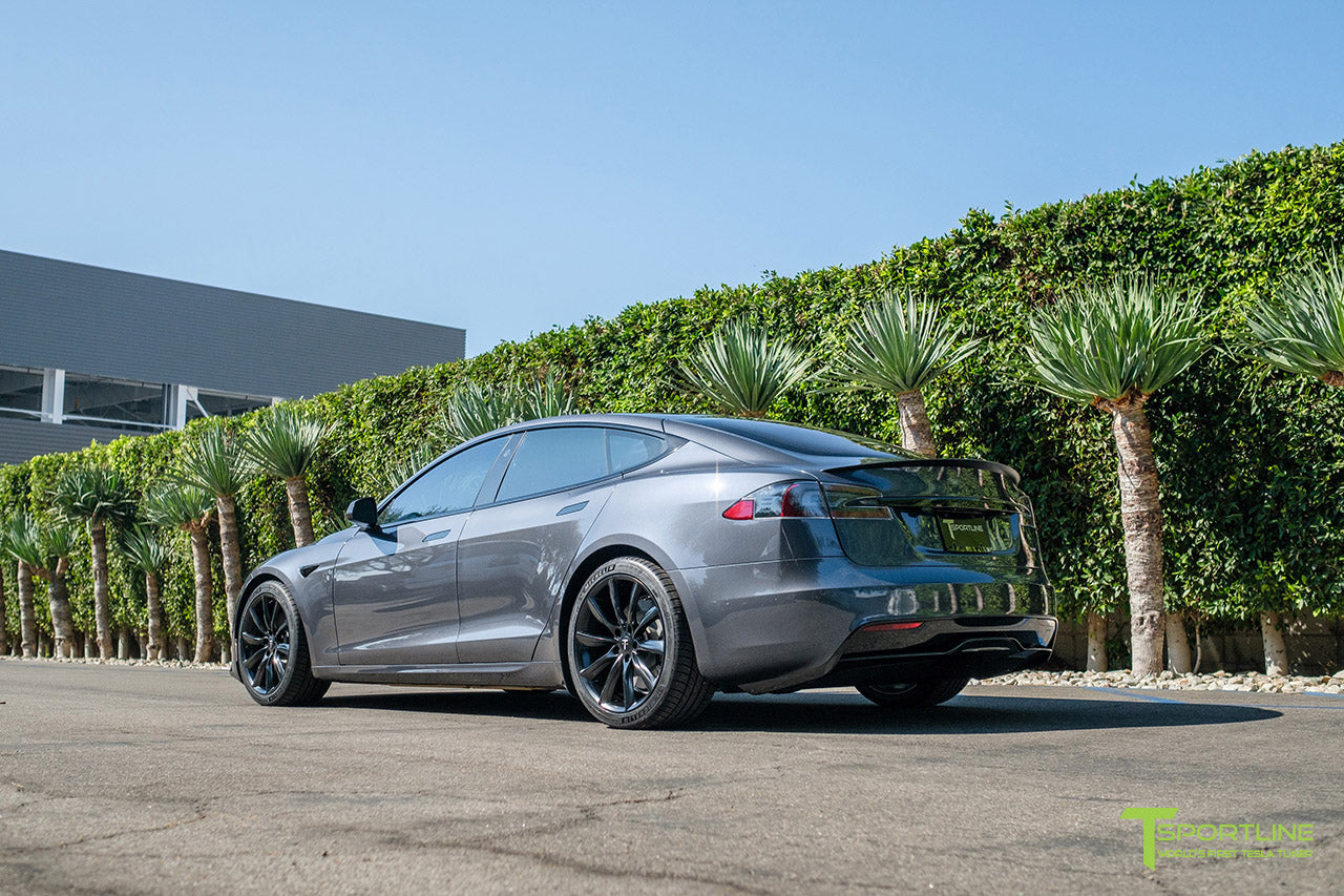 Midnight Silver Metallic Tesla Model S Long Range & Plaid with Satin Black 20" TST Tesla Aftermarket Wheels