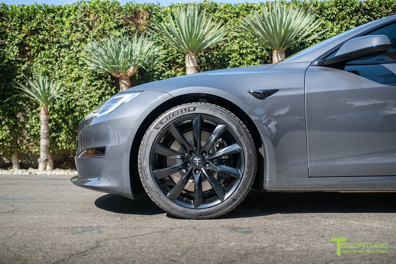 Midnight Silver Metallic Tesla Model S Long Range & Plaid with Satin Black 20" TST Tesla Aftermarket Wheels