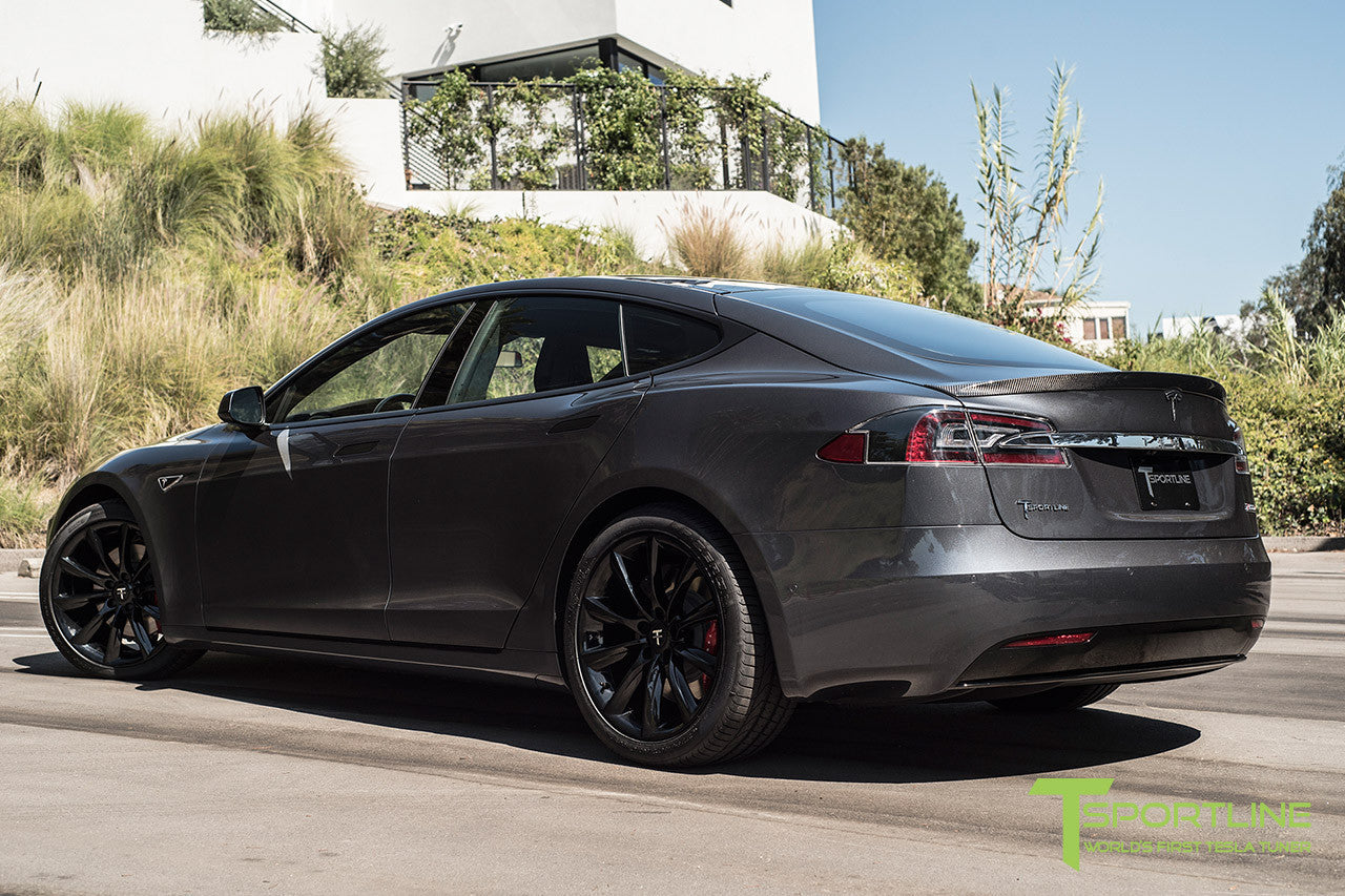 Midnight Silver Metallic Model S 2.0 with 20" TST Tesla Wheel in Gloss Black