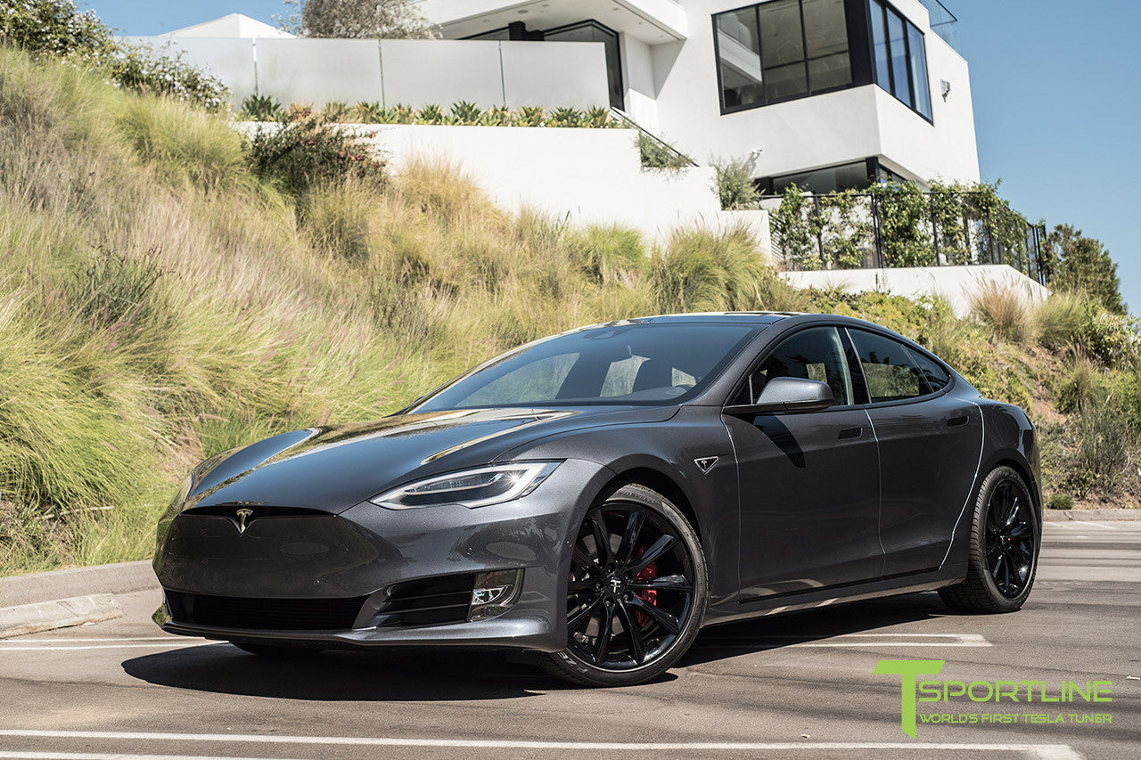 Midnight Silver Metallic Model S 2.0 with 20" TST Tesla Wheel in Gloss Black