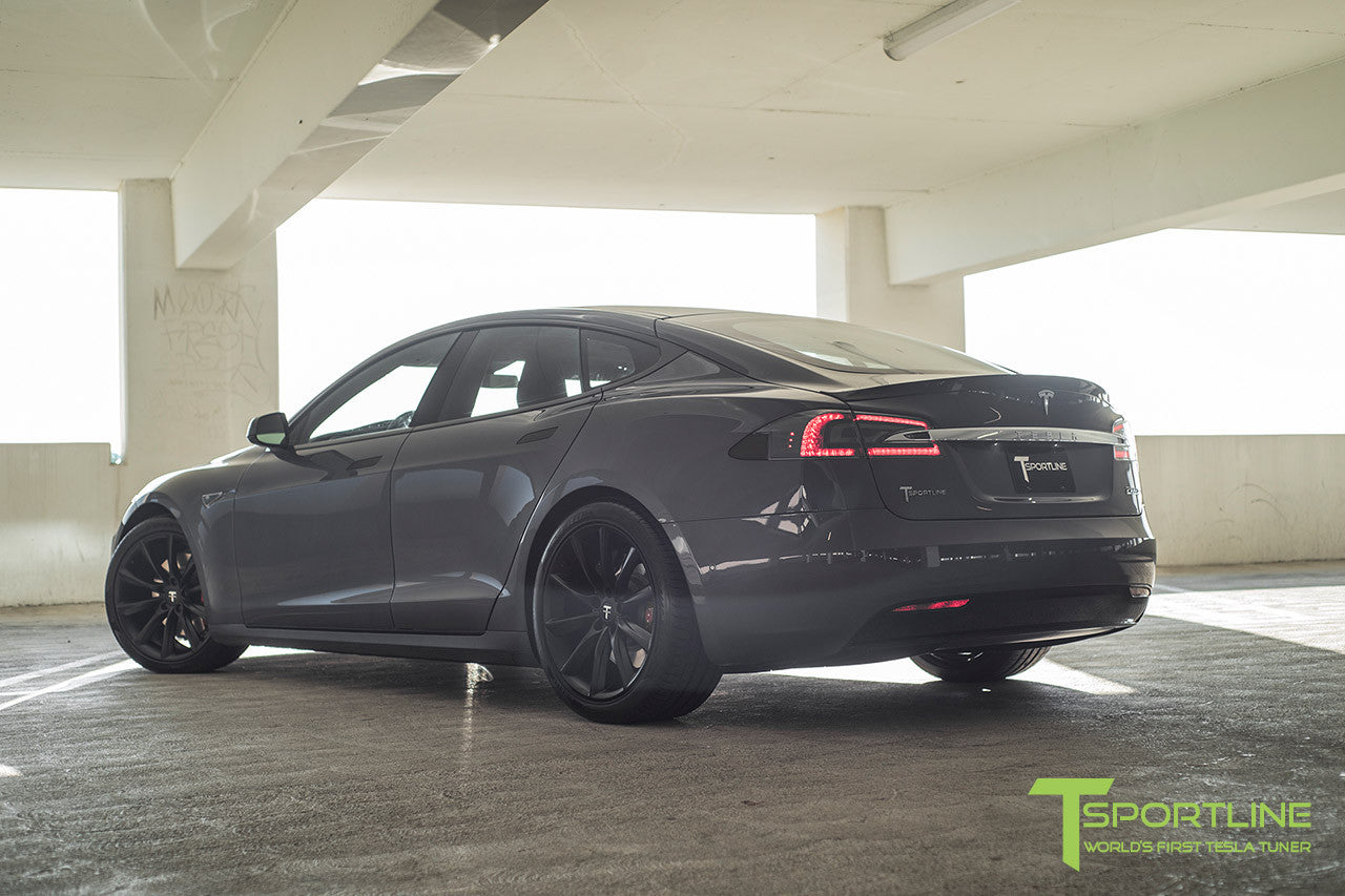 Midnight Silver Metallic Model S 2.0 with 20" TST Tesla Wheel in Matte Black