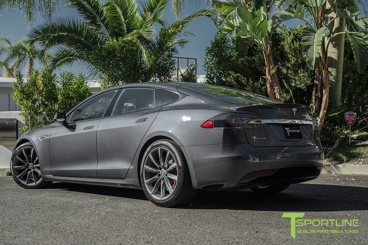 Midnight Silver Metallic Model S 2.0 with 20" TST Tesla Wheel in Metallic Grey