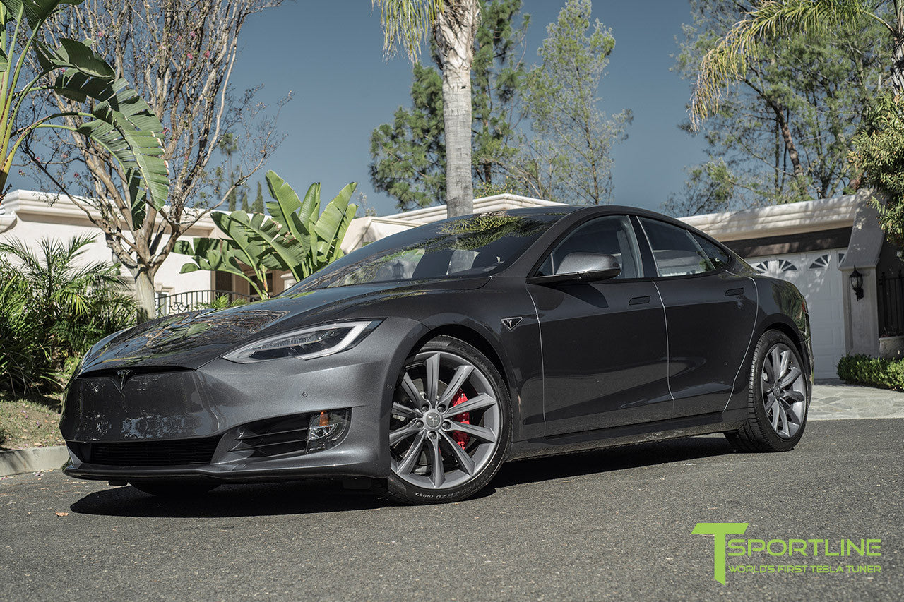 Midnight Silver Metallic Model S 2.0 with 20" TST Tesla Wheel in Metallic Grey