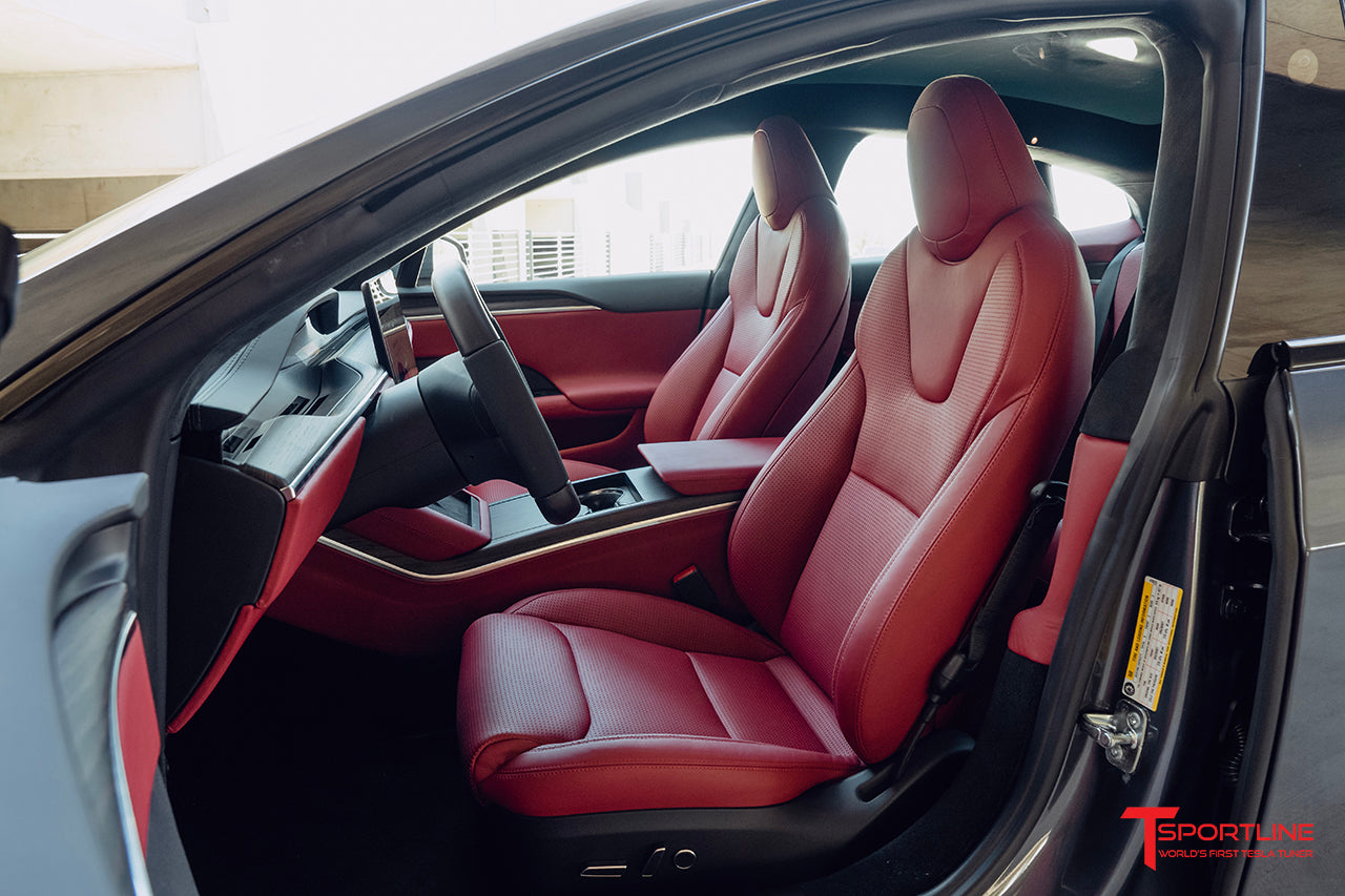 Tesla Model S Plaid Custom Rolls Royce Red Interior