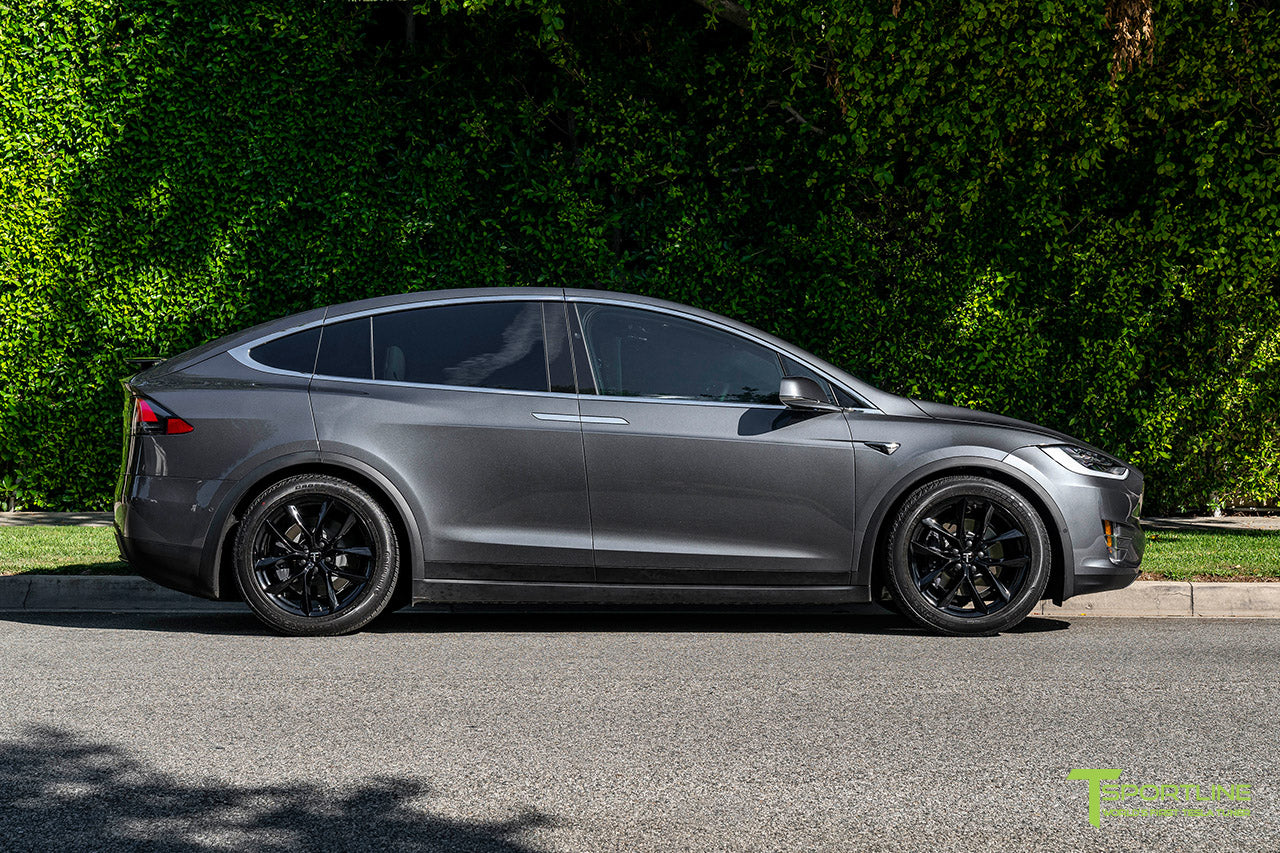 Midnight Silver Metallic Tesla Model X with Gloss Black 20 inch TSS Flow Forged Wheels by T Sportline