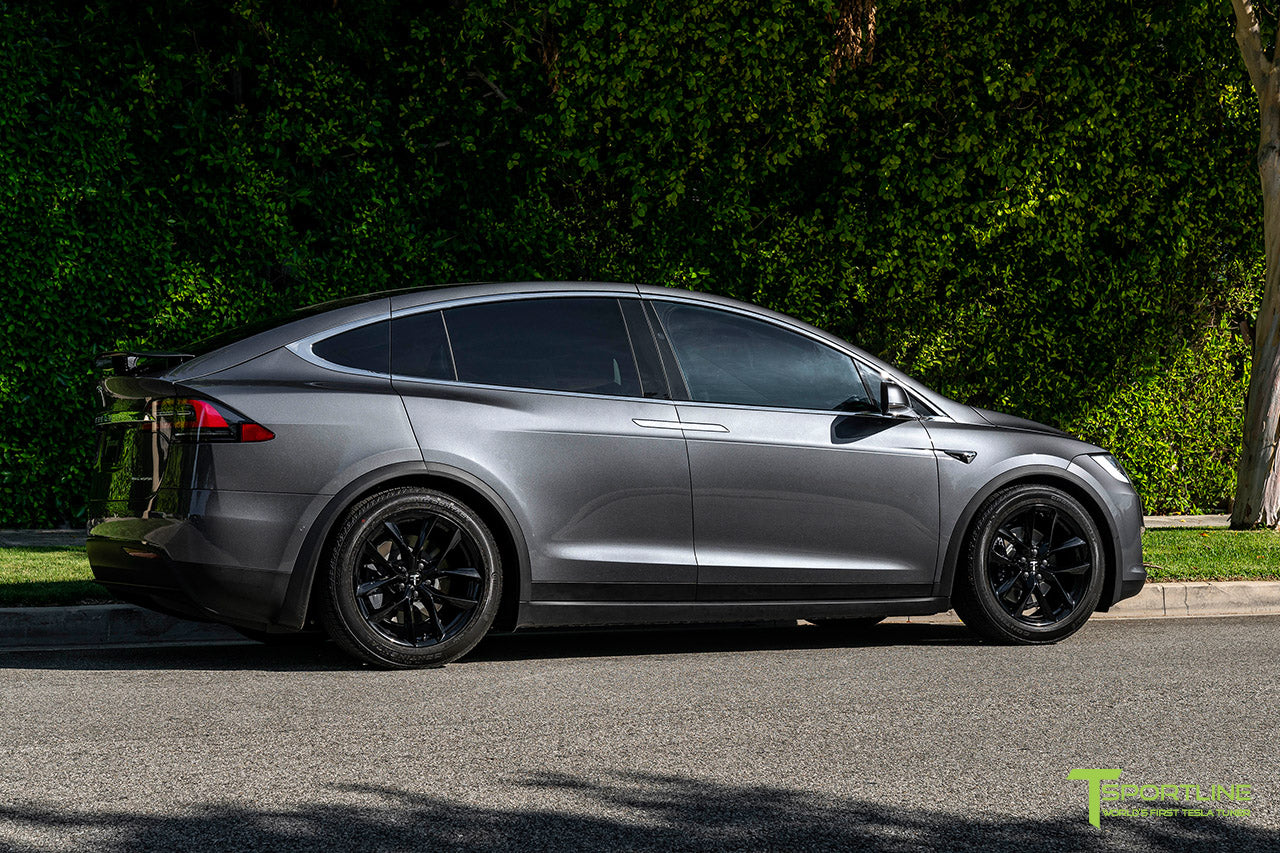 Midnight Silver Metallic Tesla Model X with Gloss Black 20 inch TSS Flow Forged Wheels by T Sportline