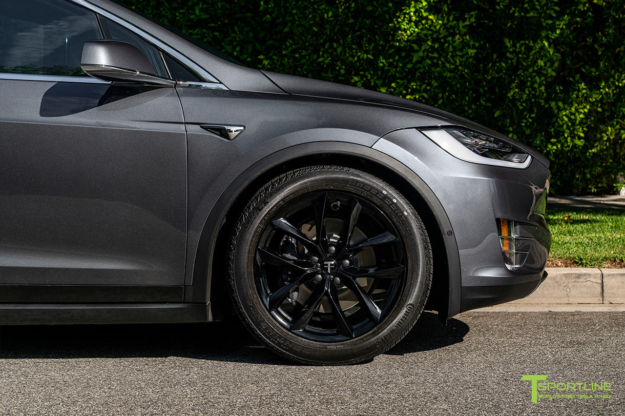 Midnight Silver Metallic Tesla Model X with Gloss Black 20 inch TSS Flow Forged Wheels by T Sportline