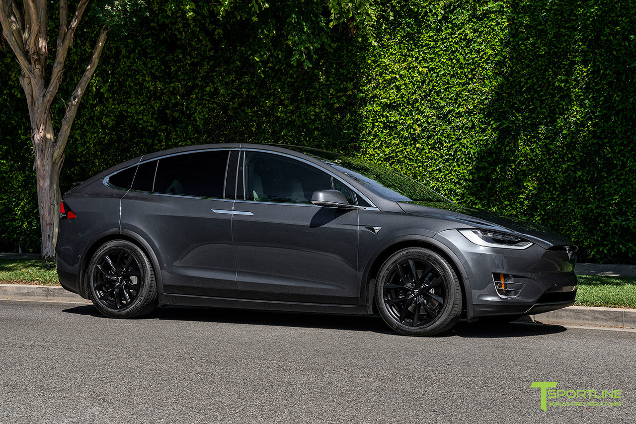 Midnight Silver Metallic Tesla Model X with Matte Black 20 inch TSS Flow Forged Wheels by T Sportline