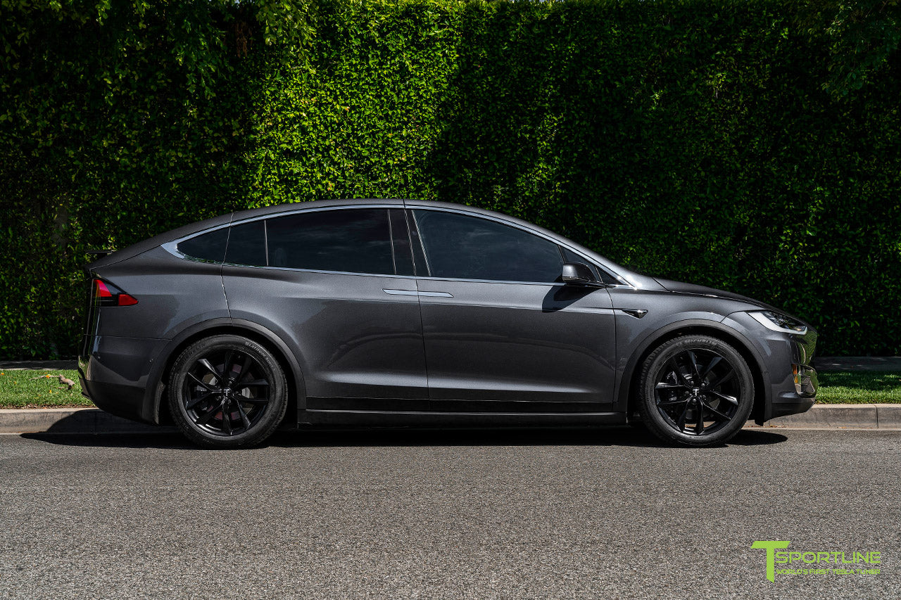 Midnight Silver Metallic Tesla Model X with Matte Black 20 inch TSS Flow Forged Wheels by T Sportline