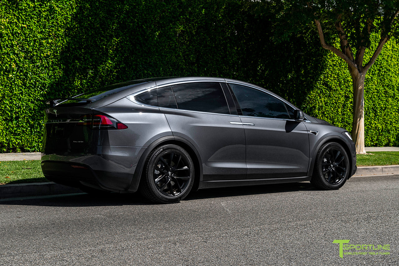 Midnight Silver Metallic Tesla Model X with Matte Black 20 inch TSS Flow Forged Wheels by T Sportline