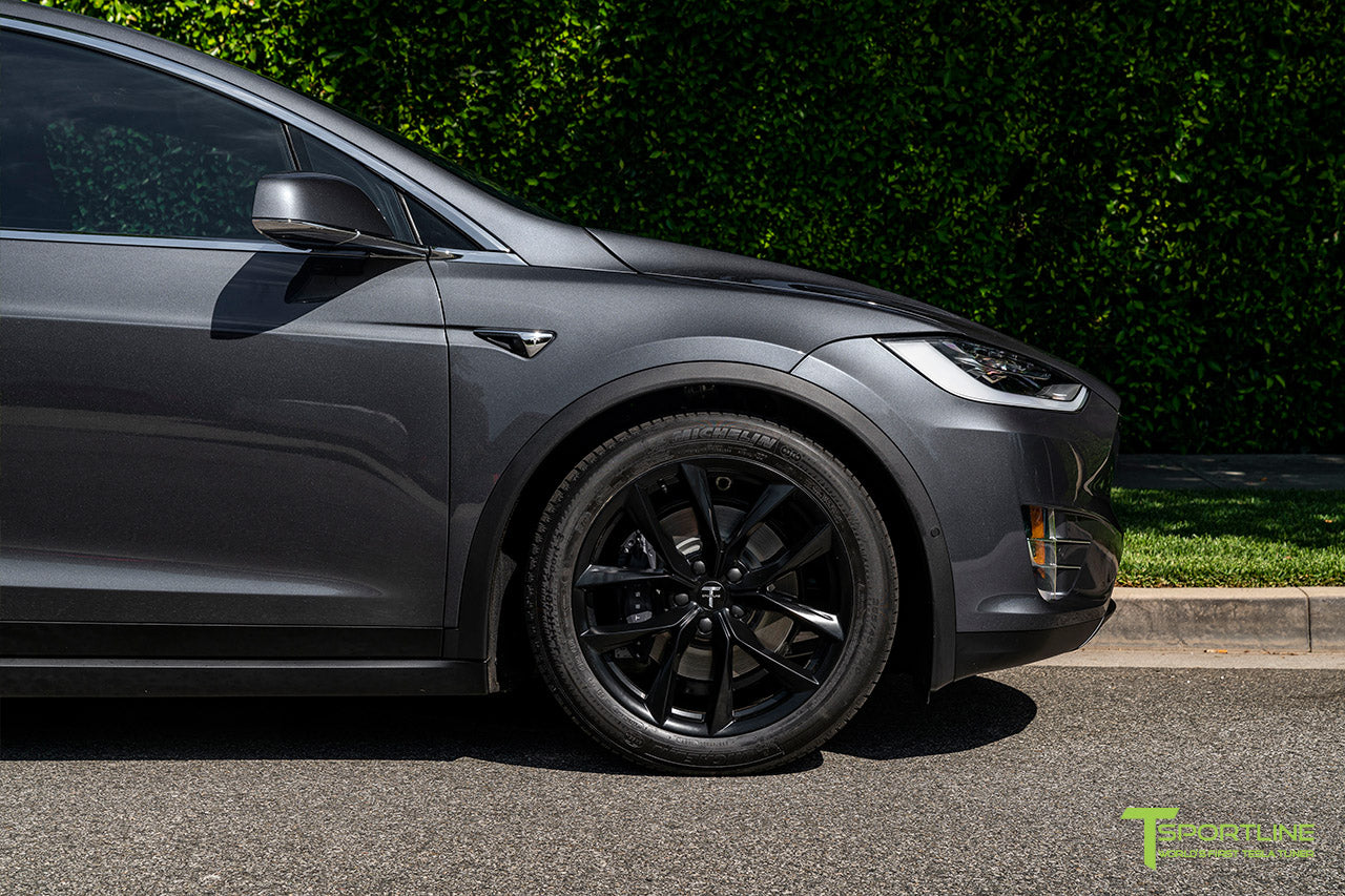 Midnight Silver Metallic Tesla Model X with Matte Black 20 inch TSS Flow Forged Wheels by T Sportline