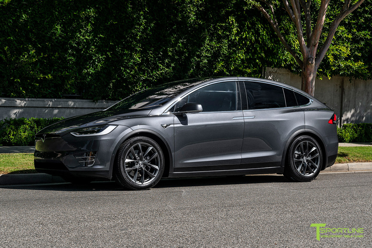 Midnight Silver Metallic Tesla Model X with Space Gray 20 inch TSS Flow Forged Wheels by T Sportline