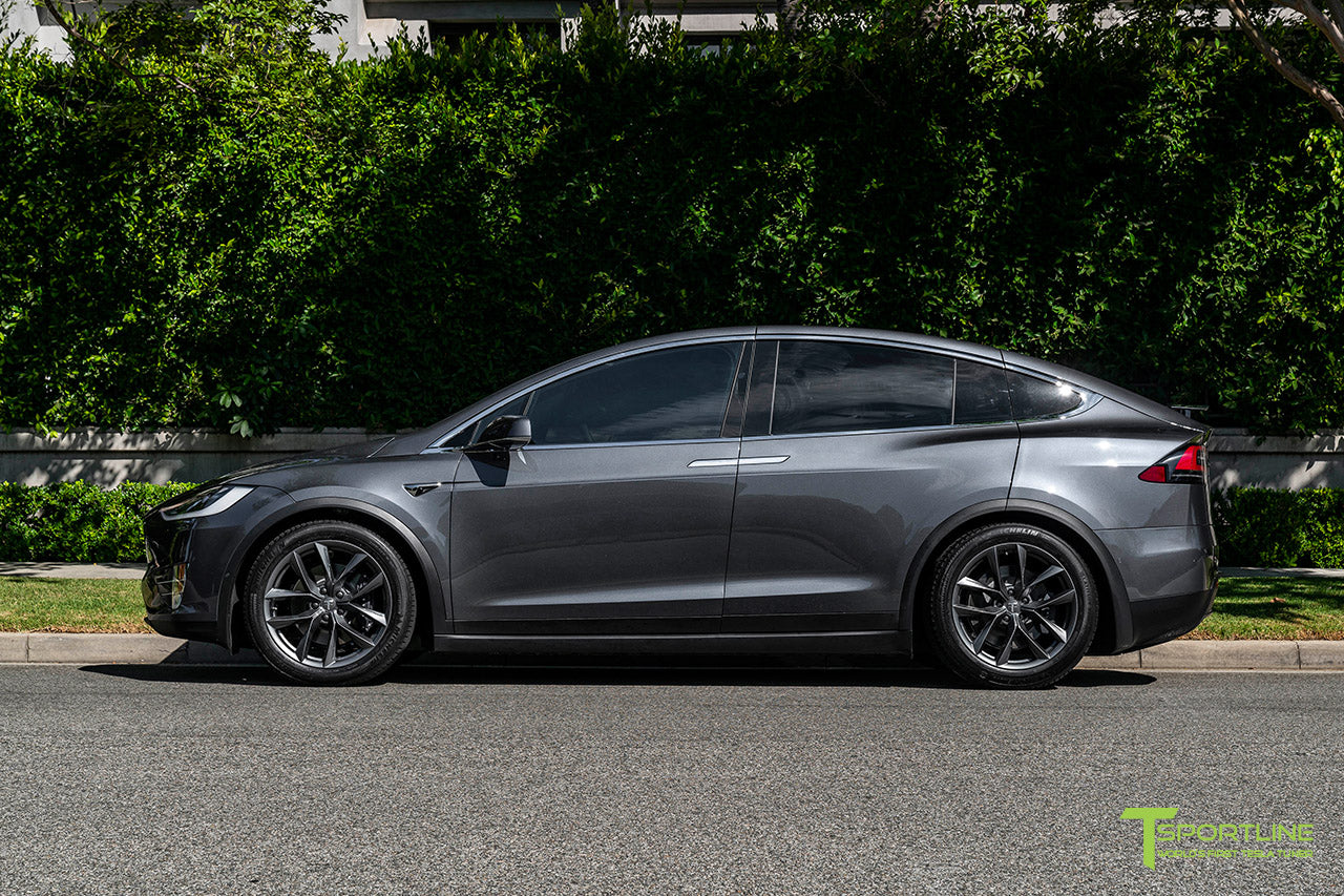Midnight Silver Metallic Tesla Model X with Space Gray 20 inch TSS Flow Forged Wheels by T Sportline