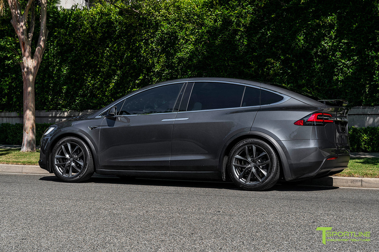 Midnight Silver Metallic Tesla Model X with Space Gray 20 inch TSS Flow Forged Wheels by T Sportline