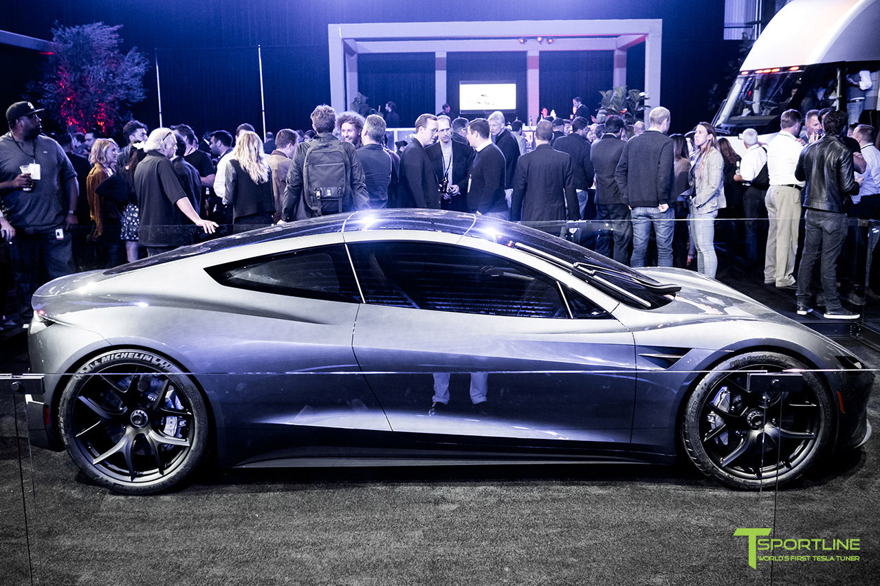 Tesla Roadster Unveiling Photos in Red Multi-Coat and Midnight Silver Metallic with Interior by T Sportline