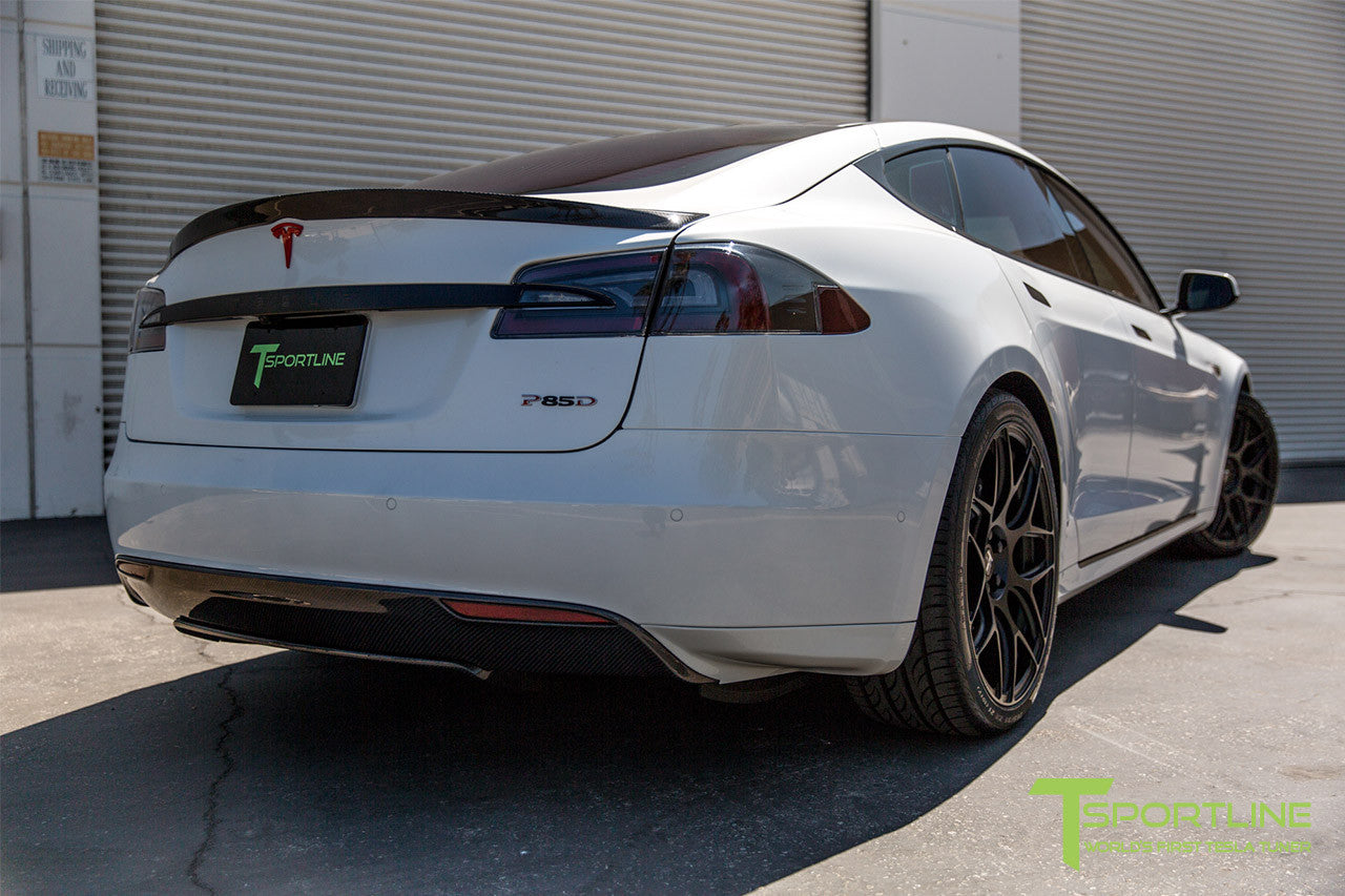 Pearl White Tesla Model S 1.0 with Matte Black 21 inch TS117 Forged Wheels
