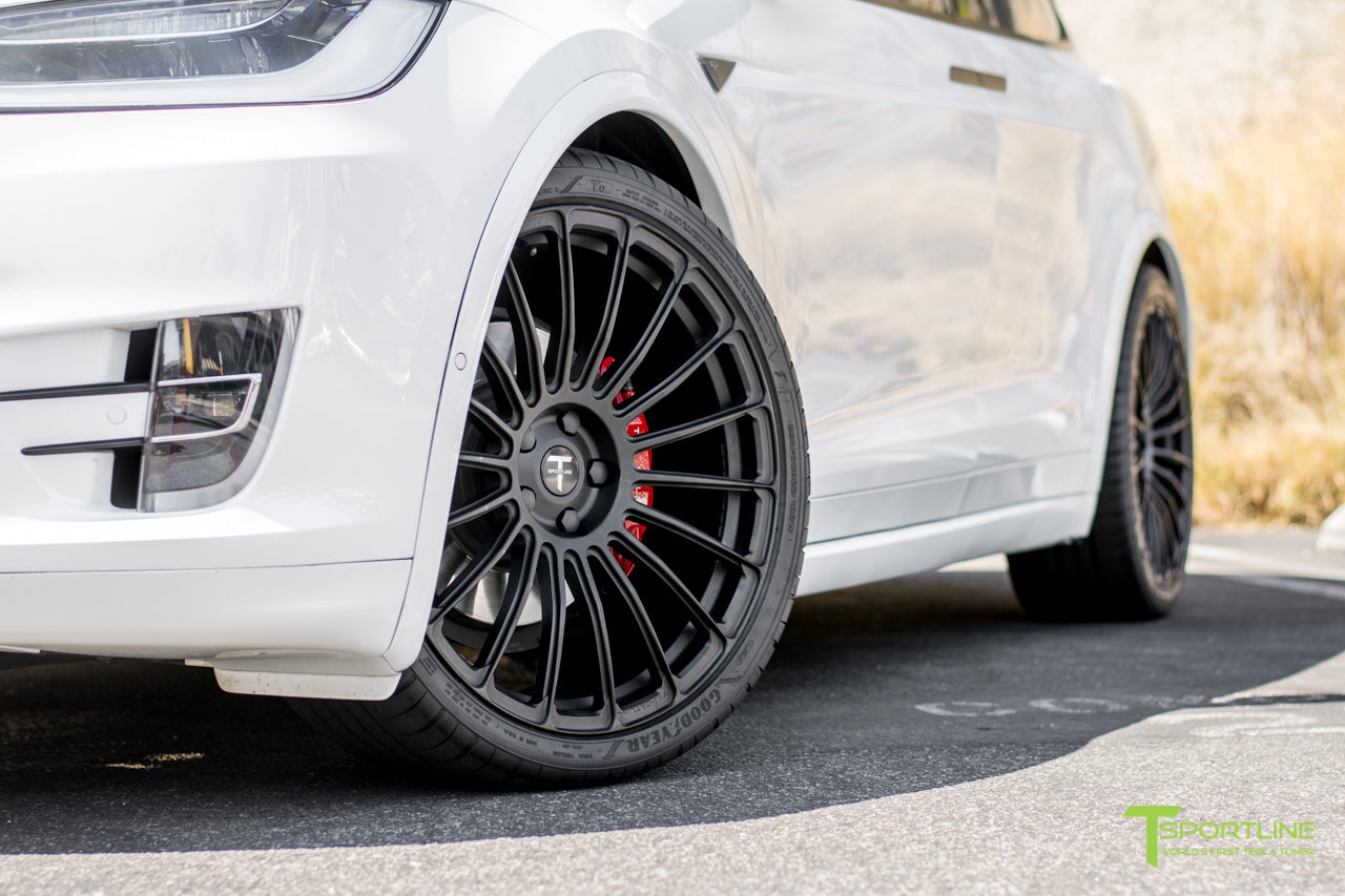 Pearl White Tesla Model X with Matte Black 22 inch MX118 Forged Wheels