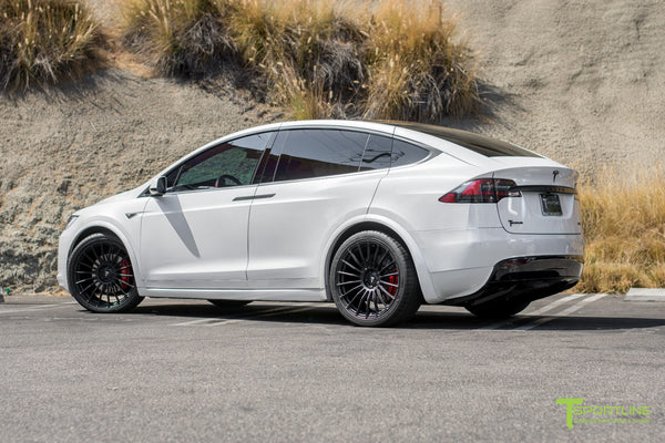 Pearl White Tesla Model X With Matte Black 22 Inch MX118 Forged Wheels ...