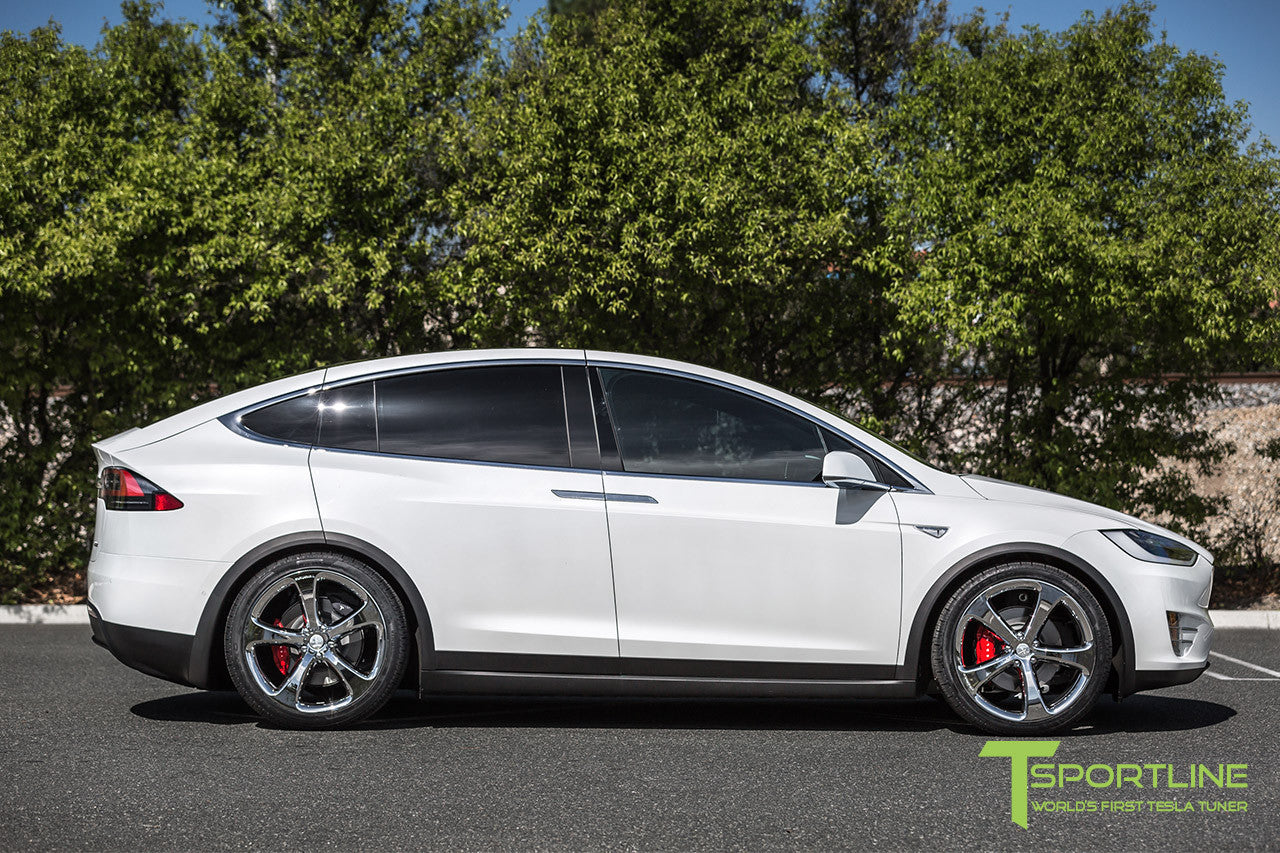 Pearl White Tesla Model X with Chrome 22 inch MX5 Forged Wheels