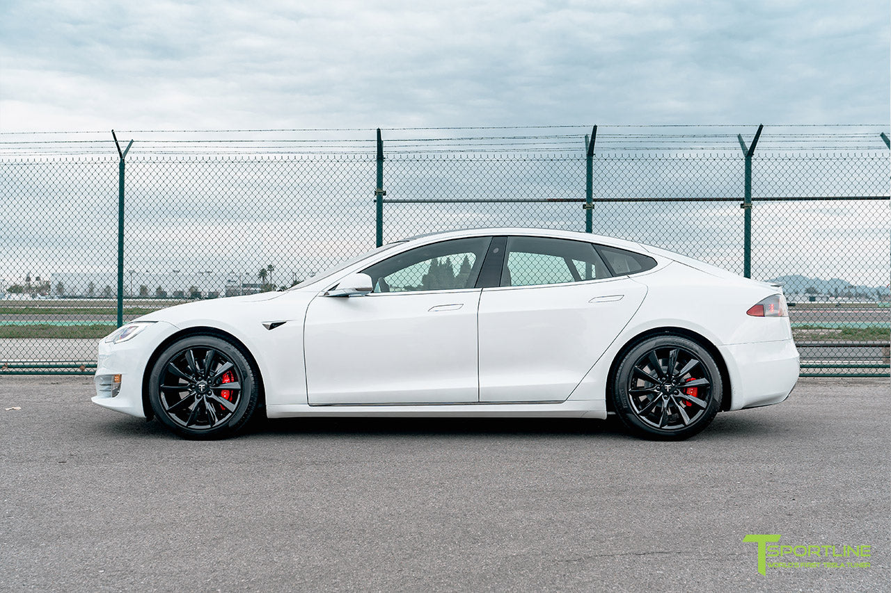 Pearl White Tesla Model S with Gloss Black 19" TST Flow Forged Wheels by T Sportline