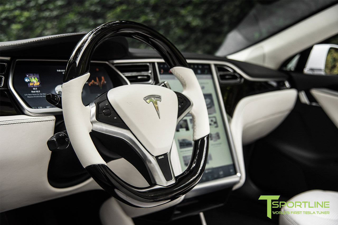 Tesla Model S with Piano Black Steering Wheel