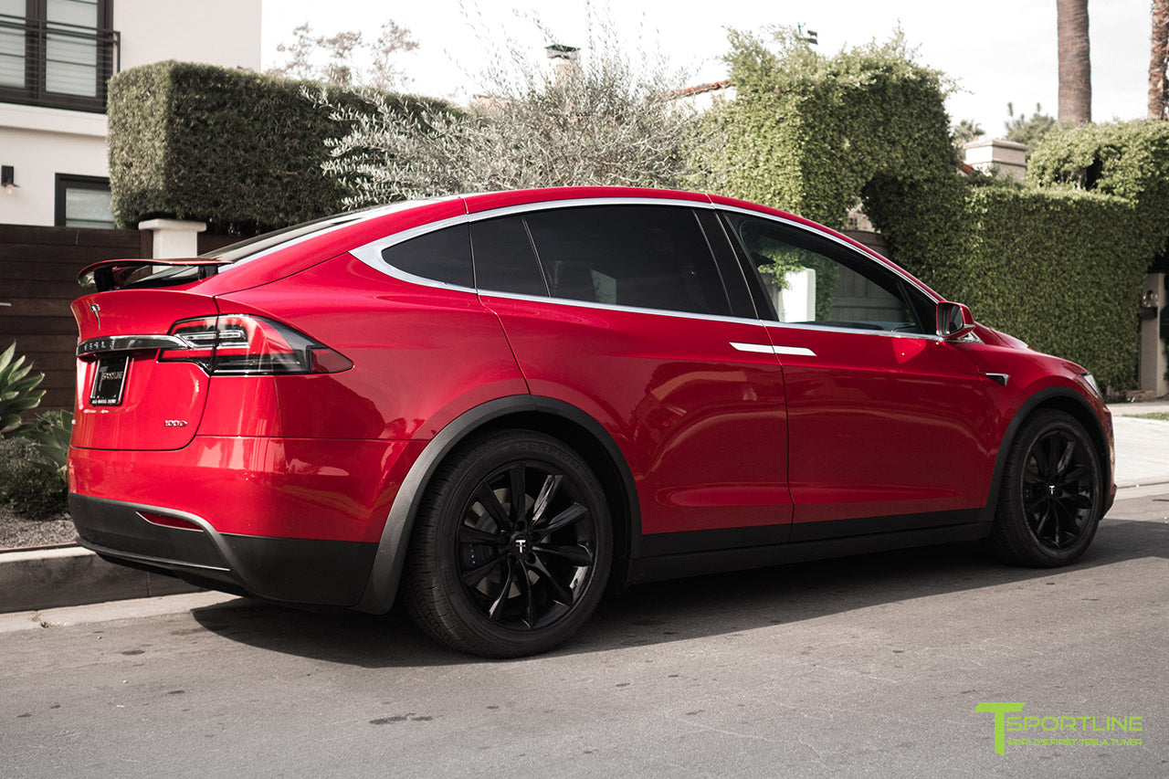 Red Multi-Coat Tesla Model X with Gloss Black 20 inch TST Wheels by T Sportline