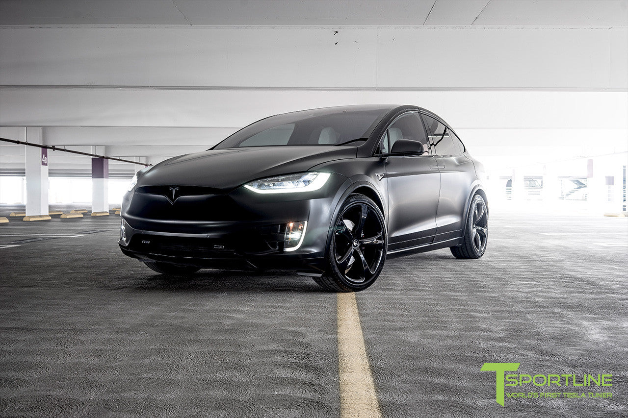 Satin Black Tesla Model X with Gloss Black 22 inch MX5 Forged Wheels