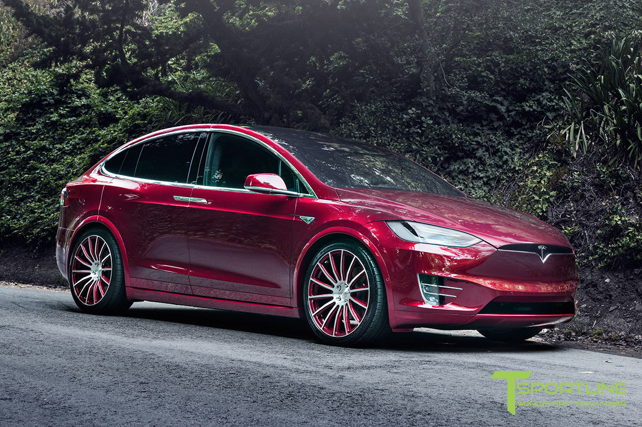 Signature Red Tesla Model X with Custom Signature Red 22 inch MX114 Forged Wheels